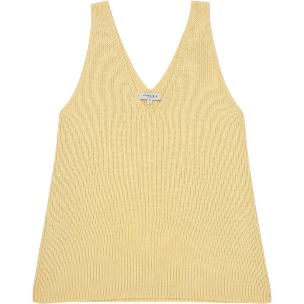 Gilli Womens V-Neck Ribbed Knit Sweater Tank Top Pale Yellow Size M